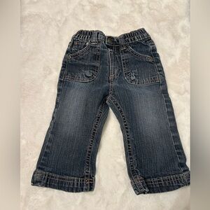 Baby girl flared Denim Jeans  embroidered pockets baby bum 12 months